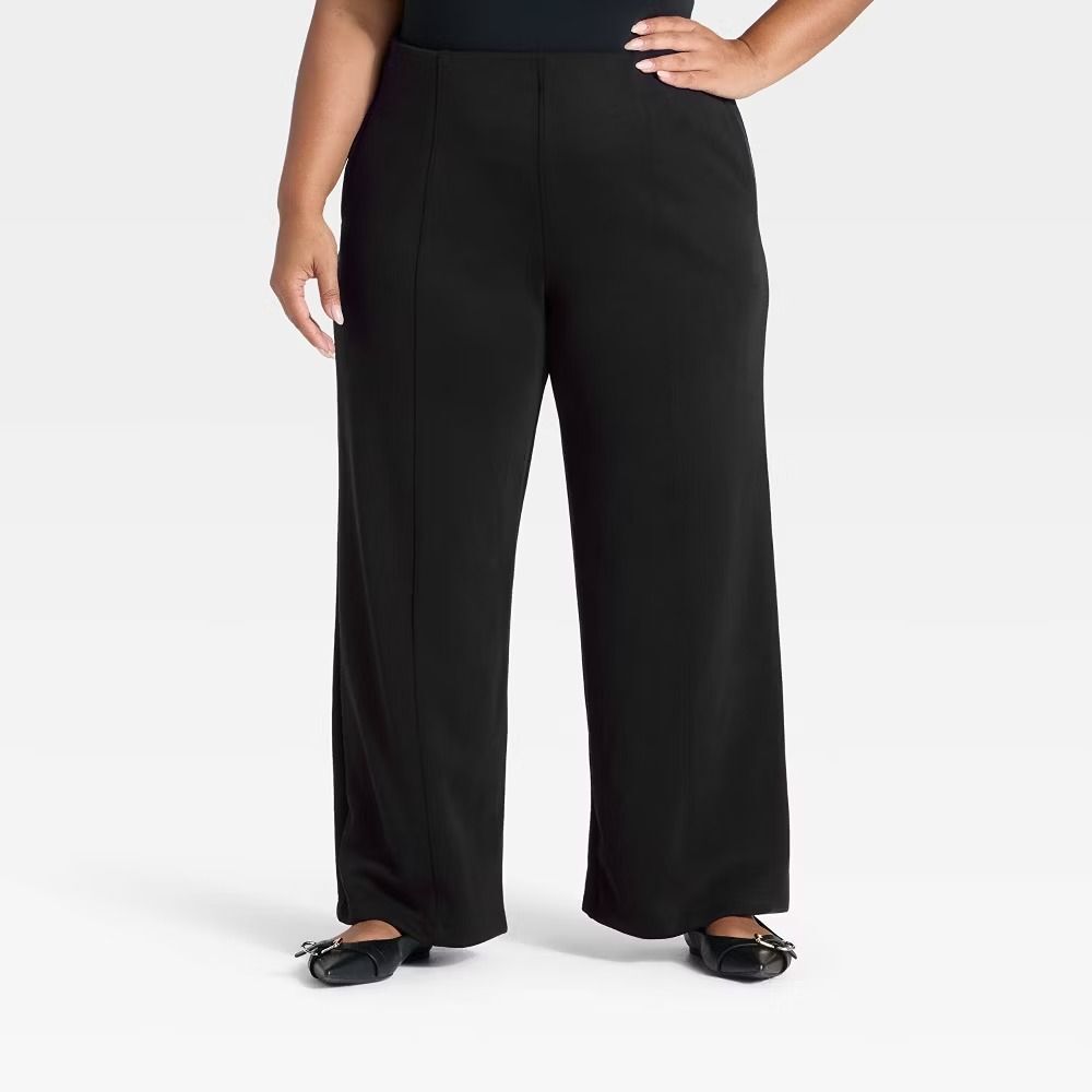 Women's High-Rise Sandwash Pull-On Pants - A New Day Black XS